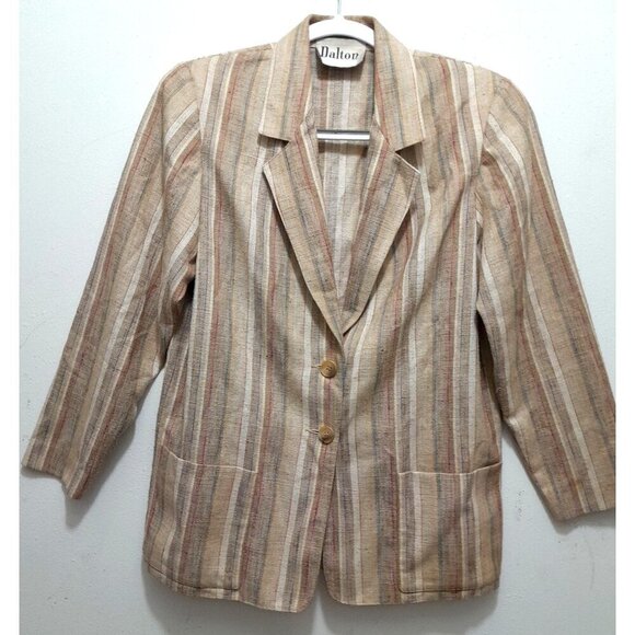 Vintage '80s Tweed Striped Festival Fun Women's Blazer Size M - Picture 1 of 7